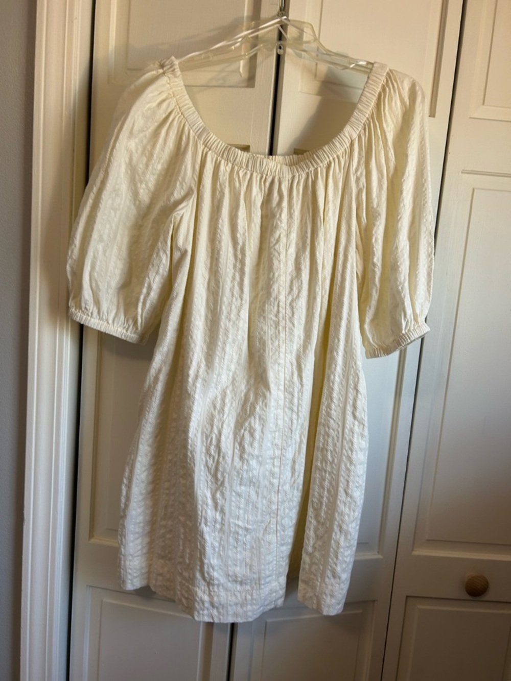 Old Navy Cream Mini Peasant Dress